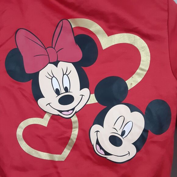 Disney Minnie Mouse Bomber Jacket Girls 7/8 Red Lined Insulated Full Zip Gold - Picture 2 of 11